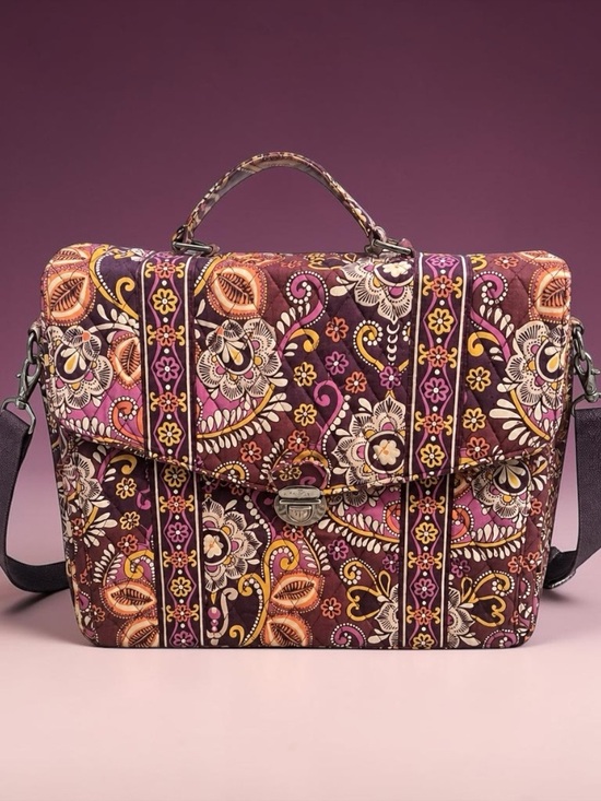 Vera Bradley Handbags - Vera Bradley Quilted Floral Laptop Satchel in Plum and Pink